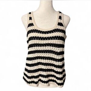 Everlane Crochet Knit Striped Tank Top Organic Cotton Size Small Capsule